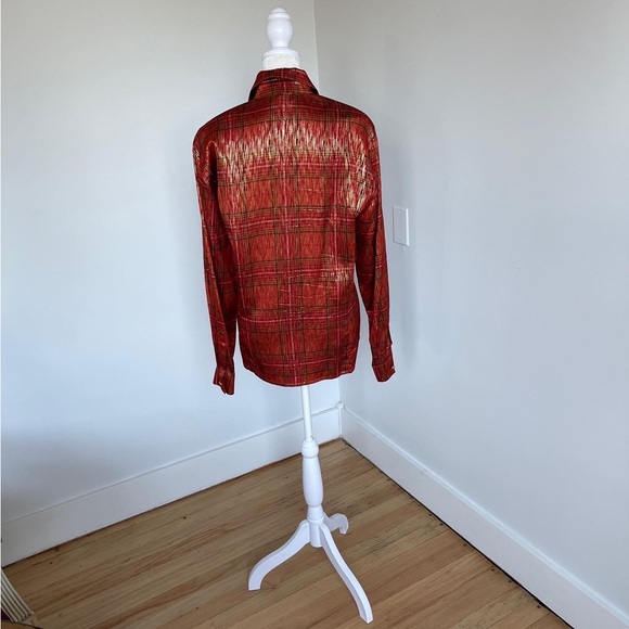 Escada, Perfect red with gold thread Blouse By Escada (40) - Picture 8 of 8
